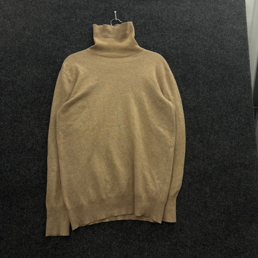 Vintage Cashmere Silk Turtleneck Sweater Tan Camel Made in Italy Size 6